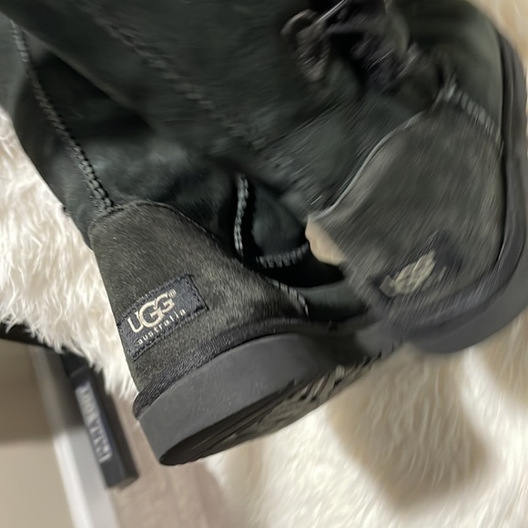 UGG Bailey Button Triplet sheepskin black suede boots size 8 w/ 3 buttons. - Picture 8 of 16